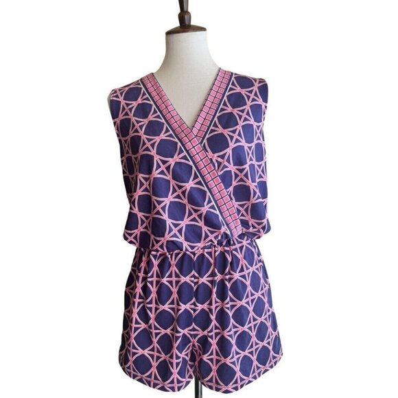Julie Brown Women's Annabel Wrap Printed Surplice Romper Size P (XS) missing tie - Picture 11 of 12